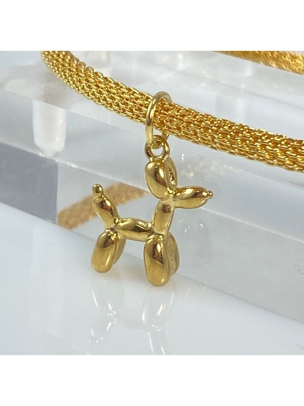 Gold Plated Stainless Steel Balloon Dog Dangle Charm